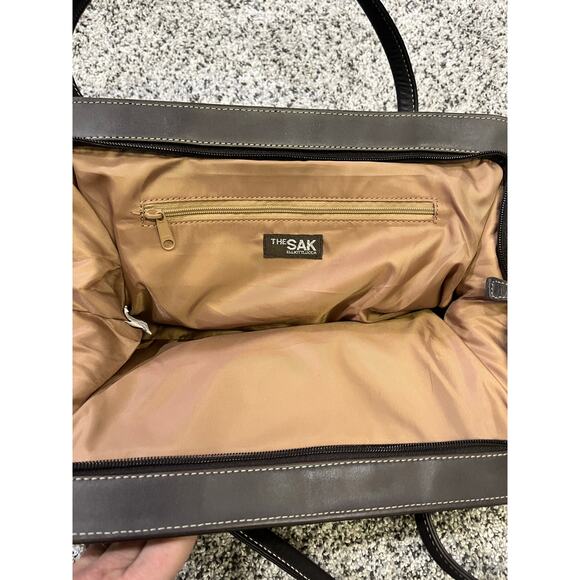 The Sak Elliot Luca Crocheted Handbag Purse Shoulder Bag, Beige Brown‎ Boho - Picture 5 of 9